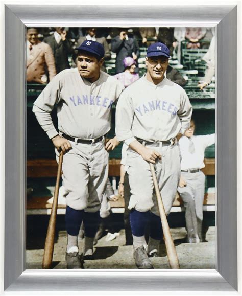 Babe Ruth And Lou Gehrig Custom Framed Colorized Photo Pristine Auction