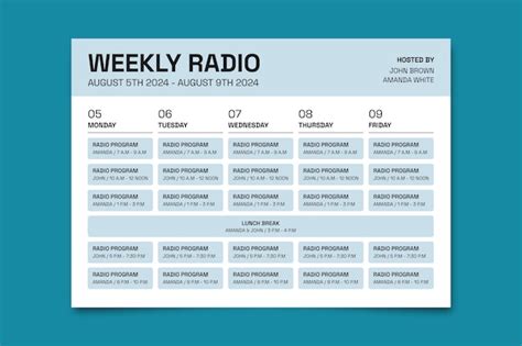 Free Vector Radio Schedule Template Design