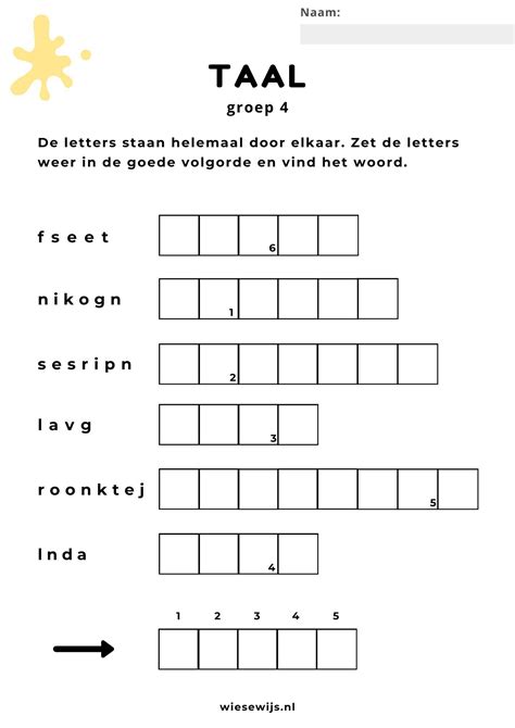 Werkblad Taal Groep 4 Husselwoorden Thema Koningsdag En Koningsspelen