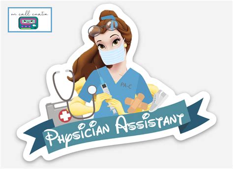 Physician Assistant Princess Sticker Belle Sticker Ariel Sticker