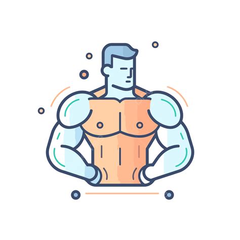 Un Icono De Culturismo De Dibujos Animados Vector Png Muscular Icono Lineal Icono Plano Png