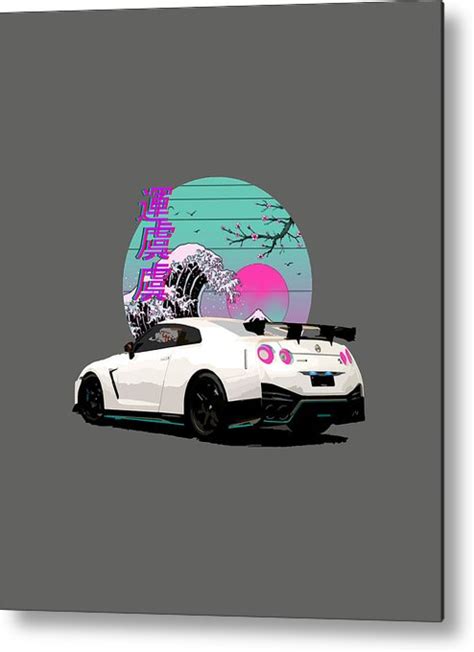 R Skyline Gtr Vaporwave Jdm Legend Car Japanese Tuning Metal Print By