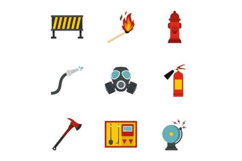 Fire Emergency Icons Set Flat Style Graphic By Ylivdesign Creative