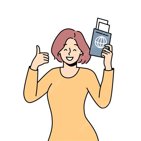 Smiling Woman With Passport In Hands Woman Passport Tickets Png And