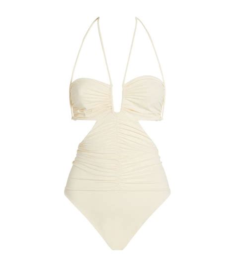 Womens Magda Butrym Ivory Strappy Cut Out Swimsuit Harrods UK