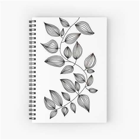 Cuaderno de espiral Dibujo minimalista de líneas de vid en blanco y