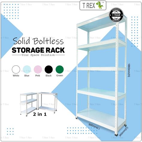 Rak Tingkat Full Metal Biru Putih Furniture Home Living