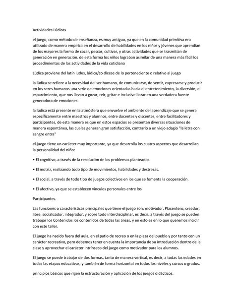 Actividades lúdicas PDF