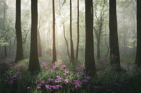 Floresta mágica de conto de fadas floresta de coníferas coberta de