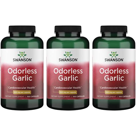 Swanson Odorless Garlic 500 Mg 100 Caps 3 Pack Walmart