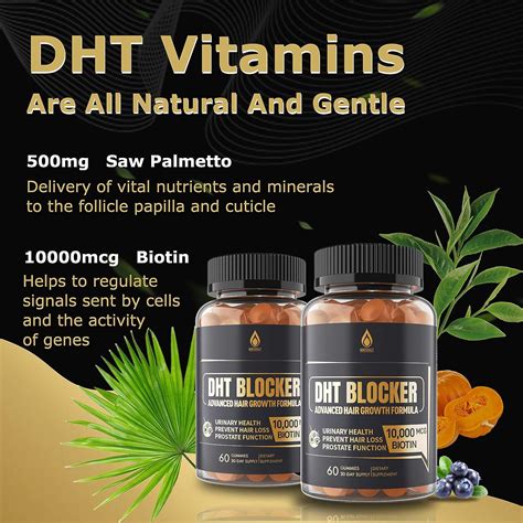 Dht Blocker Gummies Hair Growth Supplement Super Potency Saw Palmetto And Biotin 10000 Mcg For