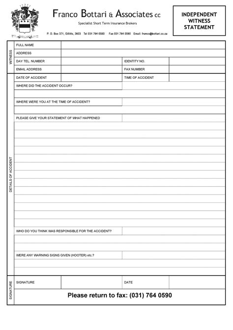 50 Professional Witness Statement Forms And Templates Templatelab