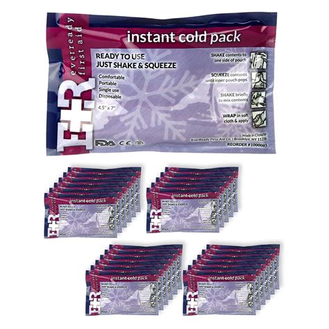 Ever Ready First Aid Disposable Cold Compress Therapy Instant Ice Pack For Injuries 24 Pack