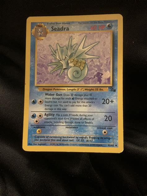 SEADRA 42 62 RARE FOSSIL SET NON HOLO POKEMON CARD EBay