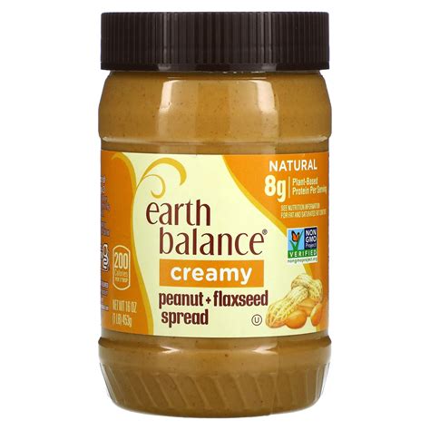 Earth Balance Peanut And Flaxseed Spread Creamy Oz G