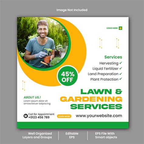 Premium Vector Lawn Gardening Services Social Media Post Design