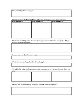 Textbox Sheet - Macbeth - Dagger Soliloquy by Audrey Schindler | TpT