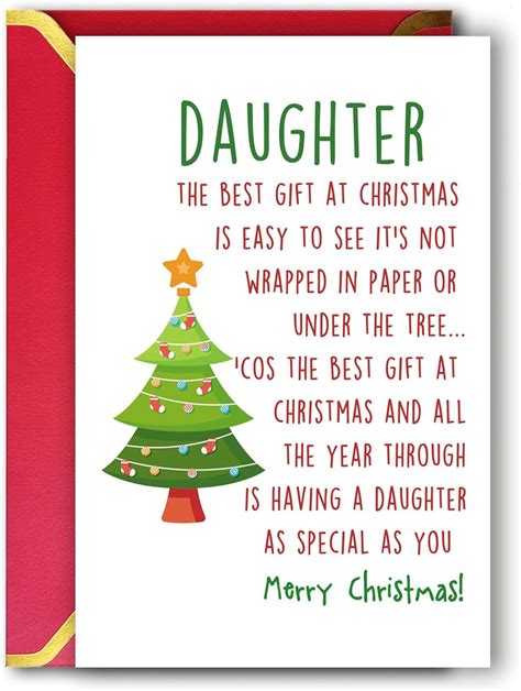 Ziwenhu Merry Christmas Card Ts For Daughter Cute Daughter Christmas Card From