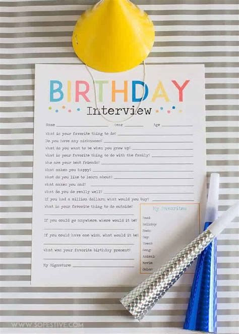 The Most Adorable Birthday Interview Printable A Birthday Tradition