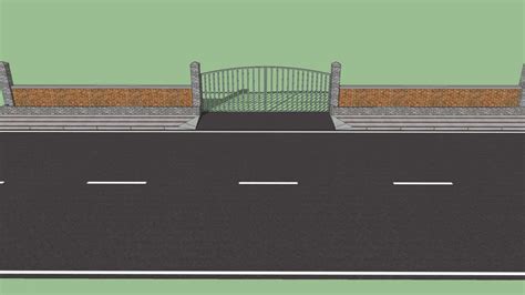 Boundary Wall With Gates Sidewalk And Road 3d Model 3d Warehouse