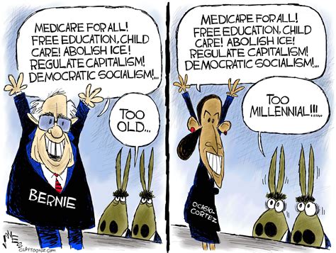 Political cartoon U.S. Sanders Ocasio-Cortez democratic socialism ...