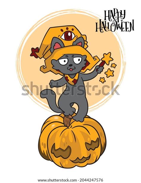 Cute Black Cat Witch Hat Sitting Stock Vector Royalty Free 2044247576 Shutterstock