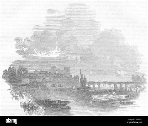 Wales Carmarthen Antique Print 1850 Stock Photo Alamy