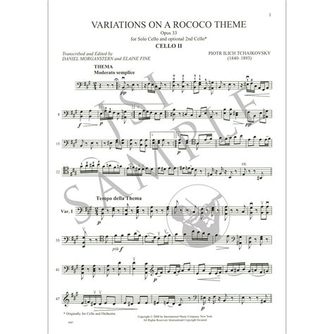 Variations On A Rococo Theme Op For Cello With Commentary