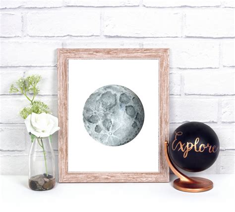 Moon Print Moon Wall Decor Moon Wall Art Full Moon Print Space Wall