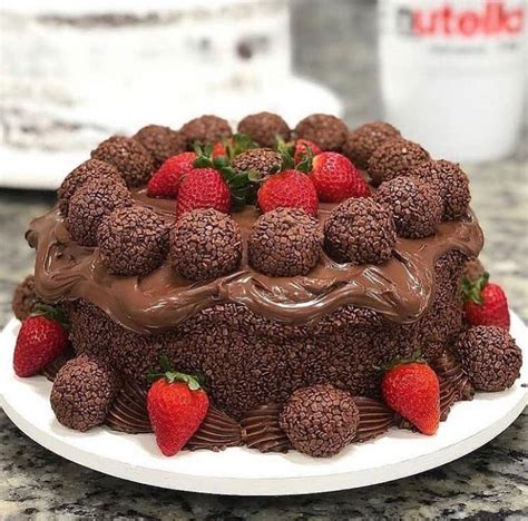 Bolo De Nutella Morangos Pasteles Deliciosos Tortas Torta De Frutas