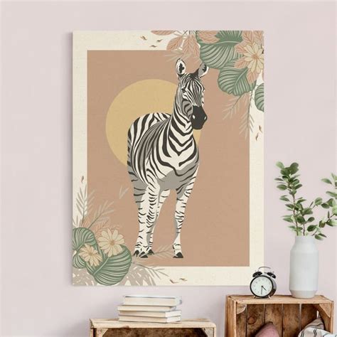 Safari Tiere Zebra Leinwandbild Gold Im Hochformat 3 4 Kaufen