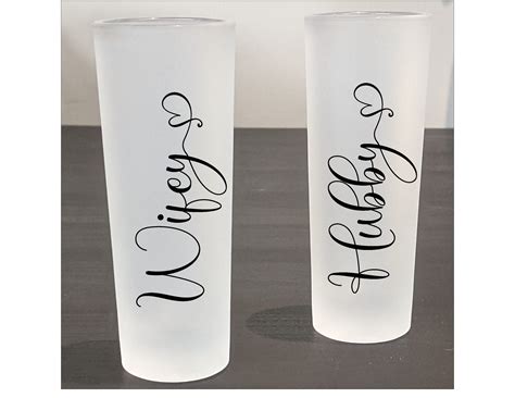 Hubby And Wifey Shot Glass Set Etsy In 2021 Wedding Shot Glasses Shot Glass Set Couple Ts