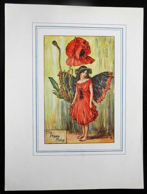 Poppy Flower Fairy Vintage Print C1927 Cicely Mary Barker