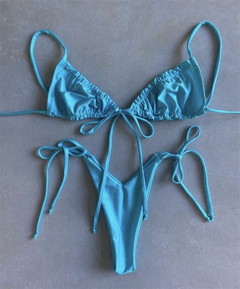 Compra Sexy Triángulo Bikini Conjunto Mujeres Sólido Baño Traje De Baño Verano Playa Desgaste