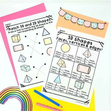 3d Shapes Worksheets Shape Properties Kindergarten 1st Grade 2nd Grade