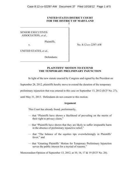 Motion For Preliminary Injunction Federal Court Prntbl