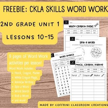 Freebie Ckla Skills Word Work Nd Grade Unit Lesson Tpt