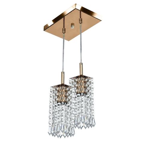 Lustre Pendente Clearcrillic Duplo Cristal Acrílico Cobre MadeiraMadeira