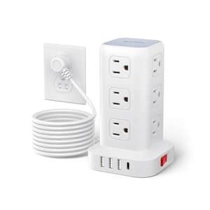 Lukyamzn 6 5 Ft Heavy Duty Extension Cord 15 Outlet Power Strip Tower