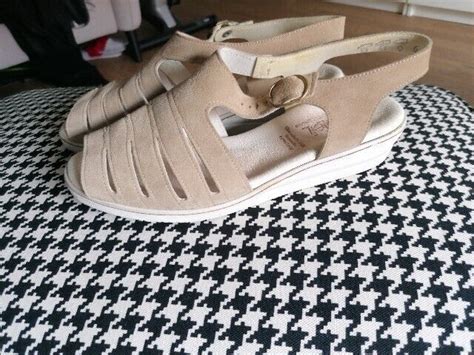 Bleil Comfort Sandalette Sandalen Beige Wildleder Fussbett Wedges Gr