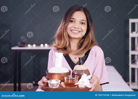 The Massage Therapist Makes A Belly Massage To A Pregnant Woman Stock