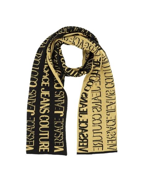 Versace Jeans Couture Mens Blackgold All Over Logo Scarf