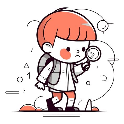 Premium Vector Cute Little Boy Looking Through Magnifying Glass