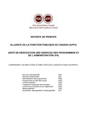 Fillable Online Les Membres De L AFPC Ratifient Les Nouvelles Ententes