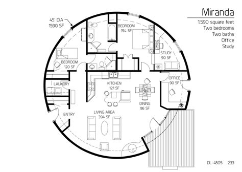 Floor Plan DL 4505 Monolithic Dome Institute Round House Plans