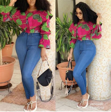 African Trendy Styles On Instagram “ankara X Denim Kinda Friday 🌺💙