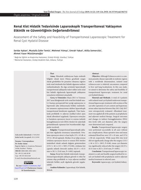 Pdf Renal Kist Hidatik Tedavisinde Laparoskopik Transperitoneal