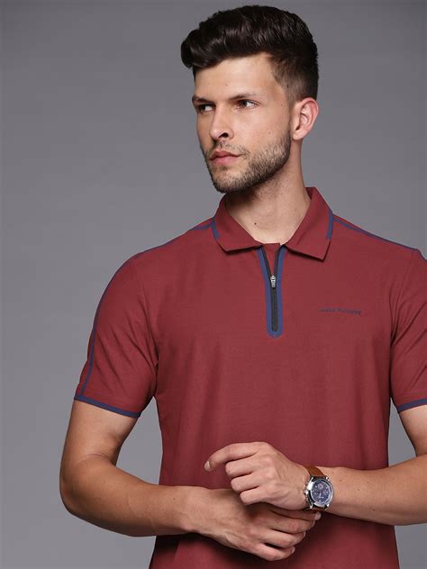 Buy Louis Philippe Athplay Men Maroon Solid Polo Collar T Shirt