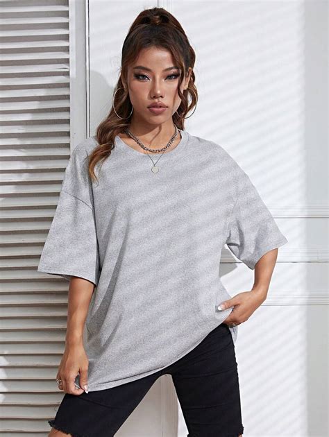 Shein Ezwear Solid Drop Shoulder Oversized Tee Shein Usa