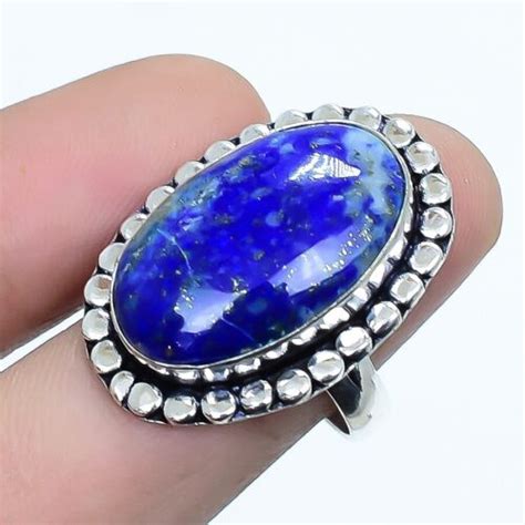 Lapis Lazuli Pierre Pr Cieuse Main Ethnique Argent Bijoux Bague Taille